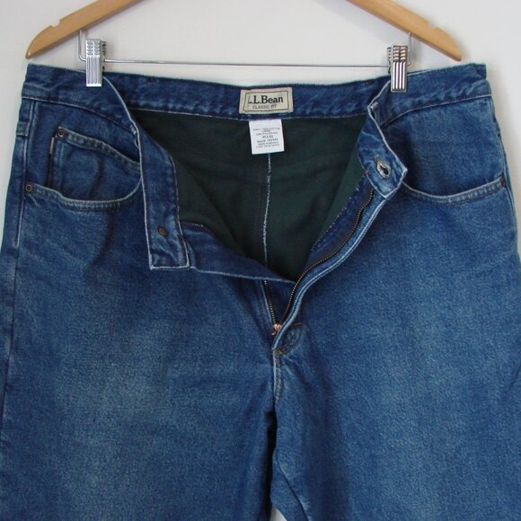 LL Bean Classic Fit Jeans Fleece Lined Work Wear Size 40 x 32 - Picture 10 of 16